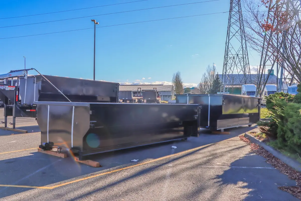 Roll-off dumpster ready for waste disposal at job site for 4 Yard Dumpster Rental in Creston